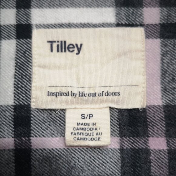 Tilley Ladies Size Small Button Front Grey, Pink, & White Plaid Shirt - Picture 3 of 10